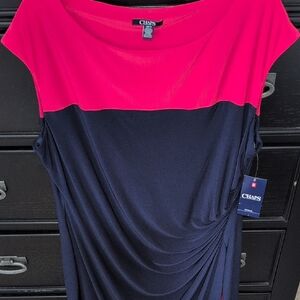 Chaps Women's Dress in Red and Navy
